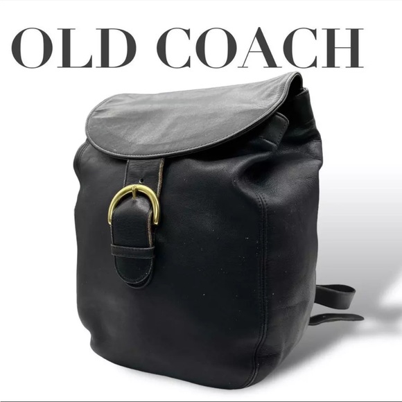 Coach Black Backpack Magnet Made In USA Gold Hardware Vintage Leather Authentic - Picture 2 of 9